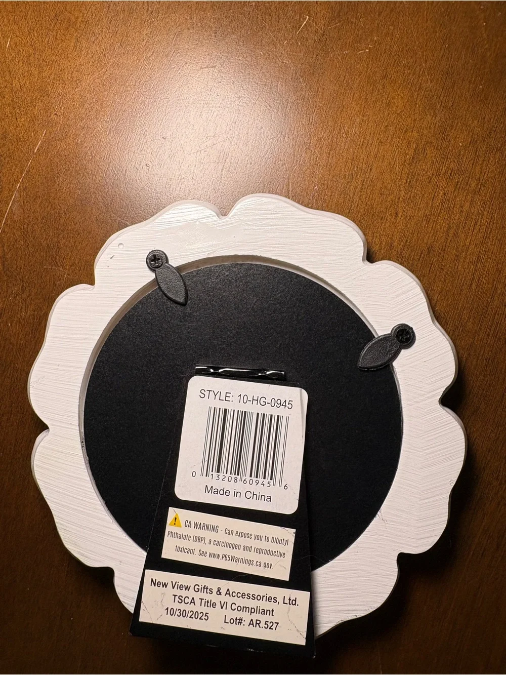 Carr Black and White Floral Scalloped 4x4 Photo Frame